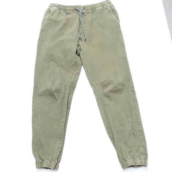 Nickel & Iron Jogger Pants Men Large Olive Green Drawstring Tapered Slash Pocket - Picture 1 of 8